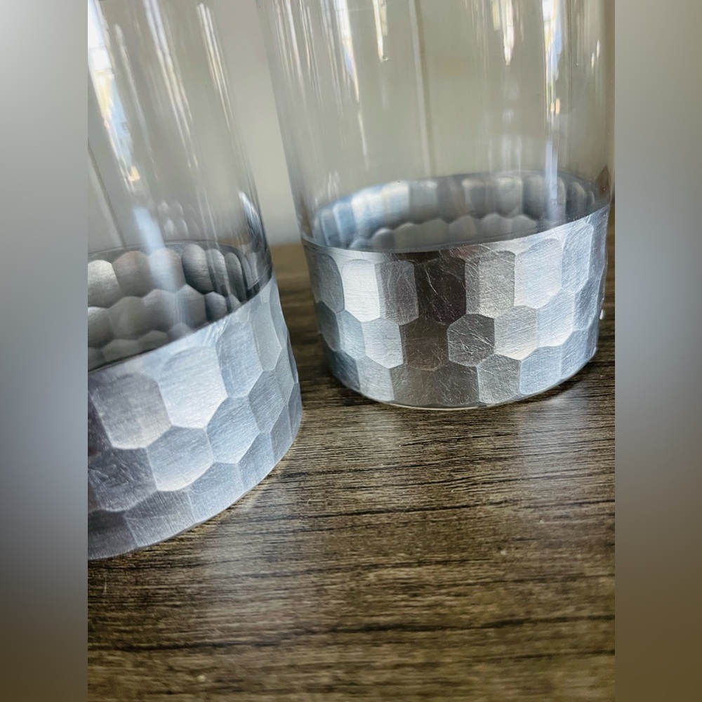 Threshold Hammered Silver Glass Candle Holders